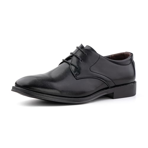 Hitmars Anzugschuhe Herren Schnürhalbschuhe Business Schuhe Klassischer Derby Oxford Lederschuhe Hochzeit Schuhe A Schwarz EU44
