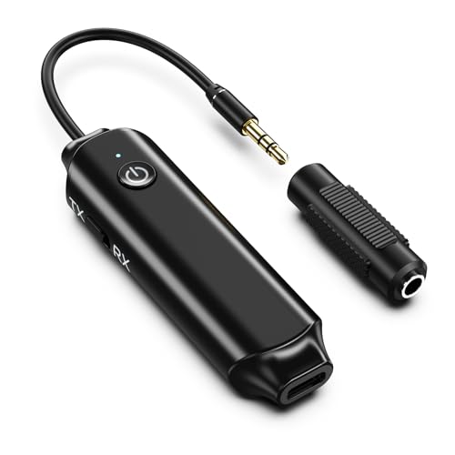 OQIMAX Bluetooth Audio Adapter, 2 in 1 Audio Sender Empfänger Klinke 3,5mm Klinke für Kopfhörer, Low Latency & Lärmminderung, Bluetooth Receiver für Stereoanlage, Auto, TV, Tablets