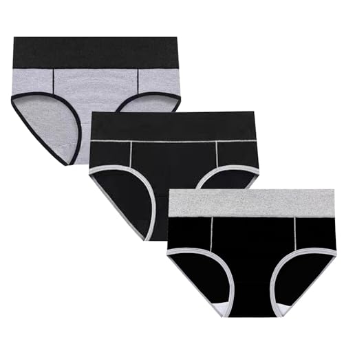 3er Pack Damen Unterwäsche Frauen Unterhosen Baumwolle Slips Hohe Taille Pantys Schlüpfer Bequem Panties Atmungsaktive Unterwäsche Weiche Slip Unterhose Angebote des Tages Heute Schwarz M