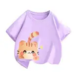 T Shirt Mädchen Baumwolle Casual Einfarbig Sommer Tops Atmungsaktiv Schnelltrocknend Croptop Rundhals Kurzarm Top Freizeit Basic Kinderkleidung Unterhemd Mode Tshirt 2-13Jahre 14 Lila 150