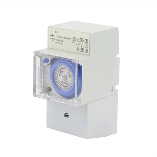 Ouitble Mechanischer Timer Schalter, 110-230V 181H 24-Stunden-Analog-Zeitschalter Mechanischer Zeitschaltuhr-Stunden-Analog Mit Manueller/automatischer Steuerung Für Zuhause, Fabrik