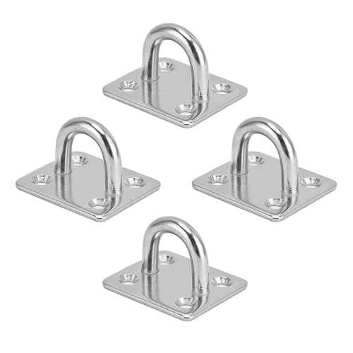 beejune 4 Stück Augplatte Edelstahl, Augplatte Mit öse, Edelstahl ösen, 304 Edelstahl Decksplatte, Für Sonnensegel/Wand-Befestigung, Decken-Befestigung, Wand-Haken, Decken-Haken