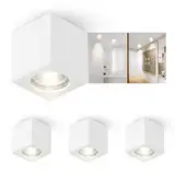 ZMH 4er Aufbauspot weiß Aufbaustrahler GU10: Aufbauleuchte eckig Deckenspots Spots Deckenleuchte Aufputz aus Gips Modern klein Deckenlampe Max.40W für Wohnzimmer Esszimmer Flur - Ohne Leuchtmittel