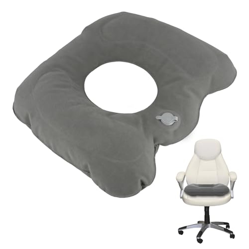 Cozlly Aufblasbares Sitzkisse orthopädische,Rund Hämorrhoiden Sitzkissen,Aufblasbares Donut Kissen,Grau Sitzkissen Aufblasbar,für Hämorrhoiden,Steibbeinschmerzen,Rollstühle (Grau)
