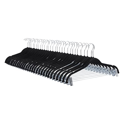 Amazon Basics Rockbügel beflockt, mit Clips, 24-er Pack, Schwarz