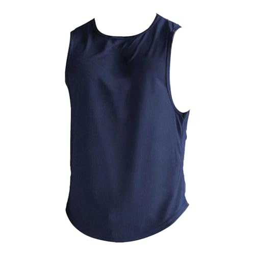 Sommer-Shirts für Herren, Frühling, Sommer, Sport, Freizeit, Muskel-Fitness, Netzgewebe, atmungsaktiv, schnelltrocknend, einfarbig, ärmelloses Tanktop für Herren, Workout-Tops für Pack, navy, L