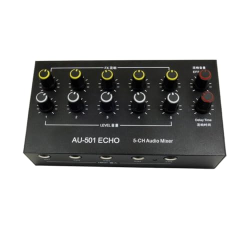 Koolenry 5CH Mikrofon-Expander 5-Kanal-6,5mm-Mikrofonmischer Wiederaufladbarer Mikrofon-Expander
