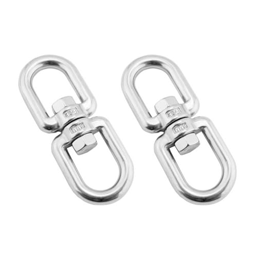 lerwliop 2 Stück Kletterwirbel Ringhaken Edelstahl Universal Rotating Connector Ausrüstung Bootsanlegeplatz Hängemattengeräte