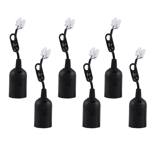 Lampenfassung, 6 Stück Lampenfassung E27, Baufassung E27, E27 Fassung Fassung e27 mit Kabel, Schwarz