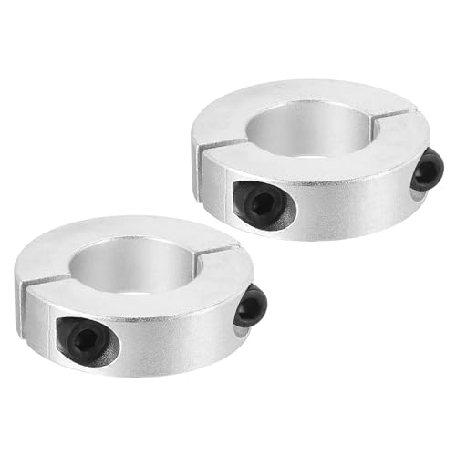 PATIKIL Geteilte Stellringe 30mm Langweilige 50mm OD 15mm Dicke, 2er-Pack Aluminiumlegierung Tiefenanschlagringe Klemm mit Gewindestift für die Maschinenbauindustrie, Silber
