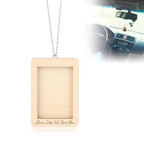 lasuroa Hängender Bilderrahmen, 9,9 x 6,8 x 0,8 cm Mini Hängende Fotorahmen aus Holz Autodekor Winziger Hängerahmen fürs Auto Ornament Bilderrahmen für die Innendekoration des Autos