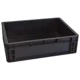 WETEC Lagerbehälter mit Unterfassgriff, ESD, 400 x 300 x 120 mm (Lagerbox Box ESD) Oberflächenwiderstand: 10^4-10^10 Ohm/Farbe: schwarz, Boden und Seiten geschlossen