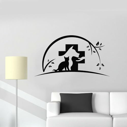 Vinyl-Wandaufkleber, Tiere, Haustierladen, Tiermedizin, Klinik, abnehmbar, selbstklebend, 71 x 42 cm