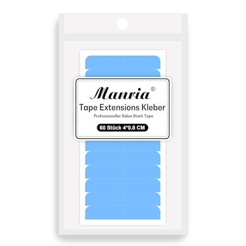 Manria Tape Extensions Kleber, Tapes Klebestreifen Extensions Professionell Salon Ersatztapes Klebestreifen Wasserdicht Ersatz Tapes für Tape Extensions Echthaar 4 * 0.8cm 60 Stück #Blau