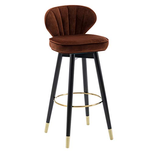 Drehbarer Barhocker Gegenhöhe mit Rückenlehne,Wohnküche und Esslokal Barhocker Flanell gepolstert,Elegante Goldene Fußstütze,Maximale Belastung 250 kg