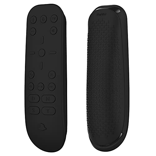 PlayVital Silikon Hülle für ps5 Media Remote Medienfernbedienung Cover Schutzhülle, Ergonomisches Design Ganzkörperschutzhülle für Playstation 5 Fernbedienung-Schwarz