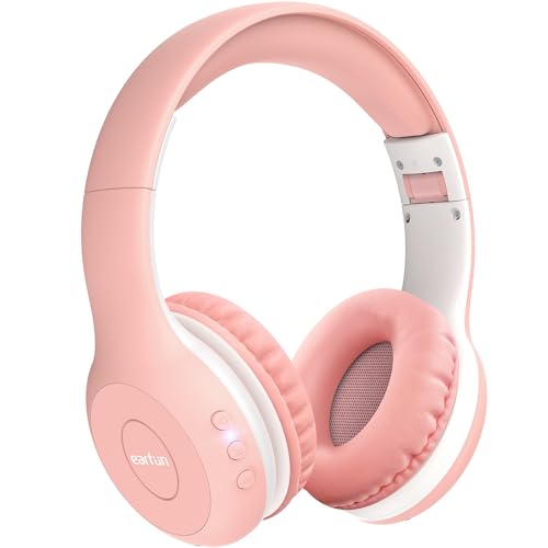 EarFun Bluetooth Kopfhörer Kinder, 85/94dB Lautstärkeregelung, HiFi Sound, HD-Mikrofon, 40 Std Akku, Faltbare, Einstellbar, für Schule/Reise/PC, Rosa