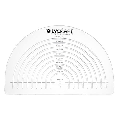 OLYCRAFT Kreisschnittlineal Acryl Lineal Zum Schneiden von Stoff Transparente Acryl Vorlagen 30x20cm Großes Lineal Zum Kreisschneiden Multifunktionales Nählineal Kurvenlineal Quiltwerkzeuge 0.3cm Dick