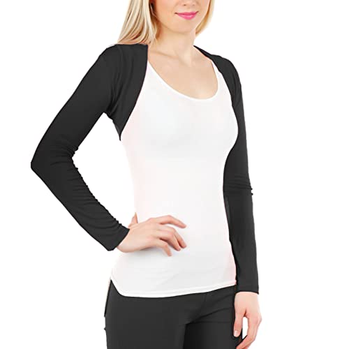 Toocool CC-816 Damen-Schulter-Oberteil mit langen Ärmeln, Schwarz , One size