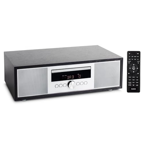 MEDION P64145 Stereoanlage (DAB+, CD, MP3, PLL UKW Radio, USB, Kompaktanlage, Elegantes Design, Weckfunktion, Sleep Einschlafautomatik) schwarz-Silber