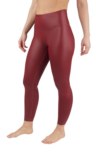 90 Degree By Reflex Damen-Leggings mit hoher Taille, Hochglanz-Kunstleder, Rustikaler Cognac, M