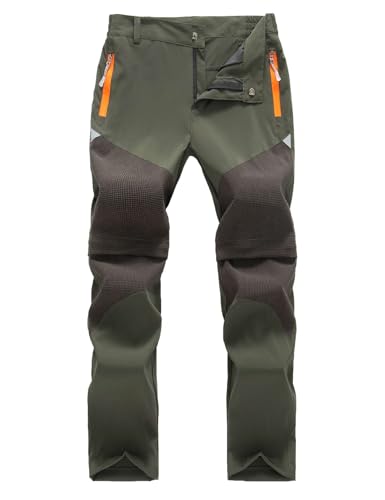 Echinodon Kinder 2-in-1 Outdoorhose Sommer Zipp Off Hose Schnelltrocknend Dünn Leicht Wanderhose Trekkinghose Armeegrün 140