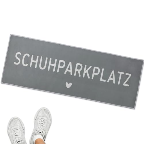BETESSIN Fußmatte 35x100 cm in Grau - Schuhparkplatz Fussmatte für innen & außen - Fußabstreifer Innenbereich - Lustige Fußmatten Haustür - Türmatte Fußabtreter Dünne 5mm