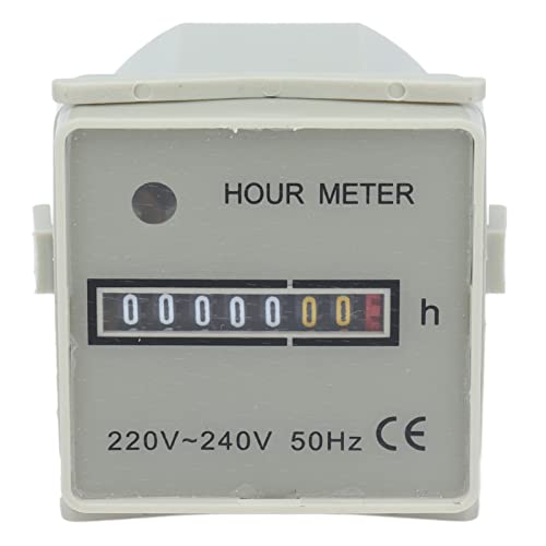 Mechanischer Betriebsstundenzähler, Industrie-Timer mit Anzeige, 220-240V 0.3W Timing Range 0-99999.99H mit Indikatorlicht, für Generatoren Kompressoren Kettensägen