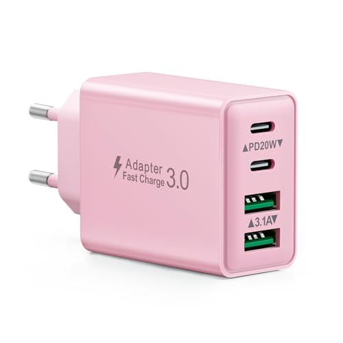 ﻿USB C Ladegerät, 40W 4 Ports Stecker USBC Fast Charger, Mehrfach Ladegerät mit PD Power Adapter+QC Schnellladegerät USB Netzteil für iPhone 16 15 14 13 12 11 Pro Max Plus, iPad, Samsung,Handys