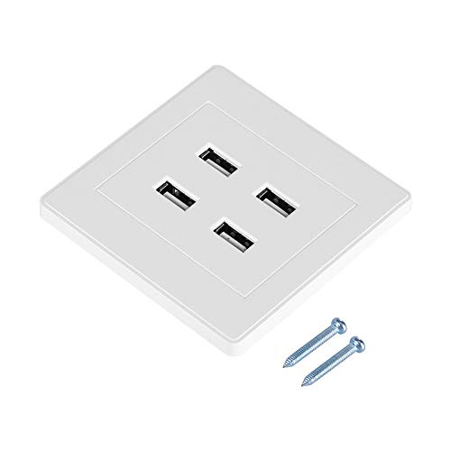Nikou USB Wandsteckdose, 4 USB Anschlüsse DC 5 V Home Office Elektrische Wandsteckdose Ladegerät (110~250 V)