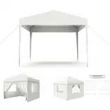 HENGMEI Pavillon 3x3m Partyzelt Gartenzelt Gartenpavillon mit 4 Seitenteilen Sonnenschutz UV-Schutz für Garten, Party, Hochzeit, Picknick (Weiß)