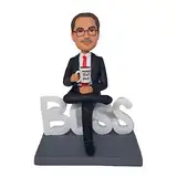mydedor Individuelle Wackelkopf-Figuren, maßgeschneiderte Puppe, Bester Chef in schwarzem Anzug, handgefertigt, personalisierte Skulptur, Geschenk für Mann, Freund, Ehemann, Büro, Kollegen