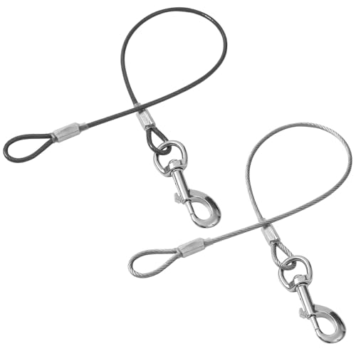 Mi Metty 2Pack Hundeleine Verlängerungsseil Kausicherfest Metall Kabel Leine,Hochbelastbar Trainingsleine Hundeleine Große Mittelgroße Hunde (Schwarz+Transparent, 24 inch/60 cm)