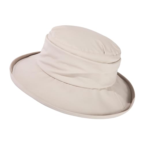 Comhats Regenhut Damen wasserdichte Wandern Sonnenhut Safari Sonnenhut Damen Mütze mit Breite Krempe UPF 50+ Beige Mittel