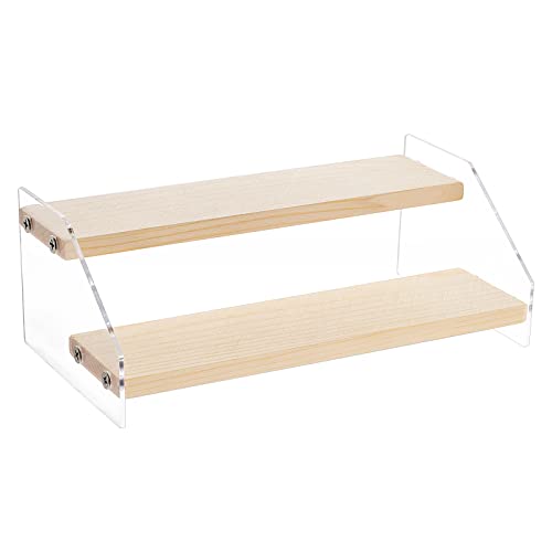 FINGERINSPIRE 2-Tier Holz Display Ständer 20x5.3cm Figuren Cupcakes Display Halter Holzregal Display Regale Display Riser für Parfums Süßigkeiten andere kleine Gegenstände