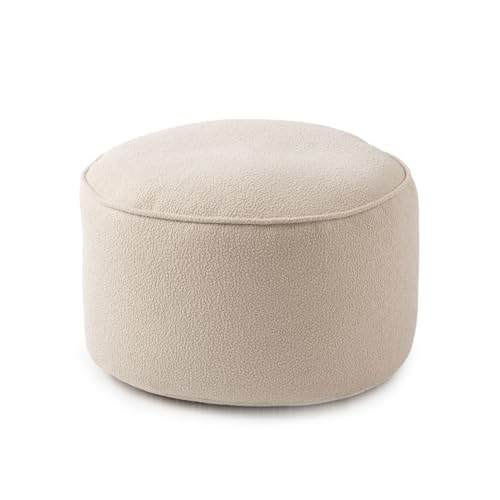 Lumaland Sitzsack Pouf aus der Teddy-Reihe | Indoor Hocker mit Füllung | kompakter Sessel inkl. EPS Perlen | 3 in 1: Sitzpouf, Tischchen & Fußschemel | Bean Bag - klein & flauschig | Ø 25 x 45 cm