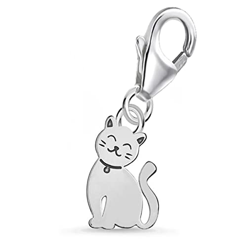 Goldene Hufeisen mini klein Katze Karabiner Charm Anhänger für Bettelarmband aus 925 Sterling-Silber