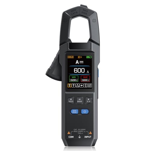 DewinLVD Stromzange, AC DC Zangenmultimeter Digitale Strommesszange mit LED-Beleuchtung Strommessgerät 10000 Counts Clamp Meter Misst Widerstand Kapazität Spannung Strom Temperatur Frequenz Dioden
