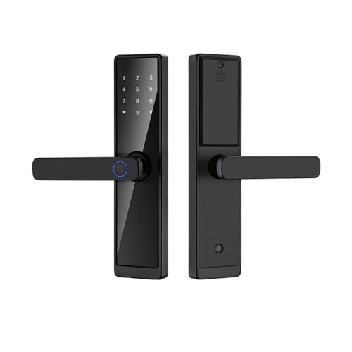 Swokely Digitales intelligentes Türschloss mit Fingerabdruck, mit Griff, biometrisches Türschloss ohne Schlüssel, batteriebetrieben, für 30-100 mm dicke Türen