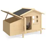 IDMarket - Hühnerstall auf Stelzen mit Legenest aus Holz: Schützt Hühner vor Raubtieren, erhöhtes Nest, einfach zu reinigen, für 2-3 Hühner, Maße: L. 99 x B. 55 x H. 66 cm, Grau