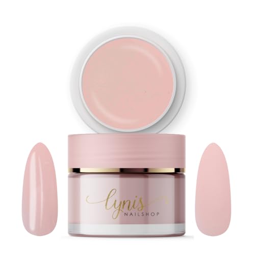 No File Aufbaugel für Gelnägel ALMOND NUDE BEIGE 15ml für Profis & Anfänger als UV Gel SELBSTGLÄTTEND OHNE FEILEN · für UV & LED geeignet · pinchbar, mittelviskos · Lynis-Nailshop.de