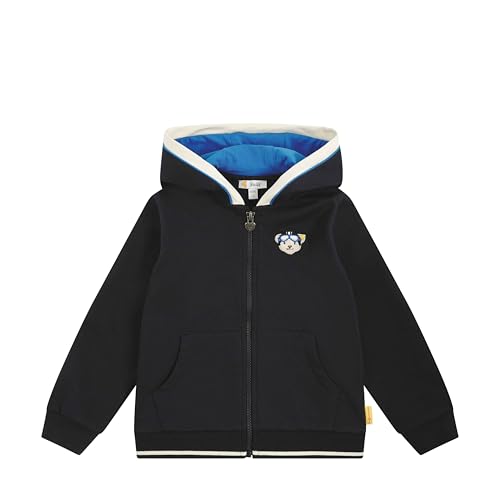 Steiff Sweatjacke EU Größe 116 steiff navy, Jungen Sweat-Jacke, Kapuzen-Jacke für Kleinkinder, weich und bequem, Kinder Sweatshirt, waschmaschinenfest