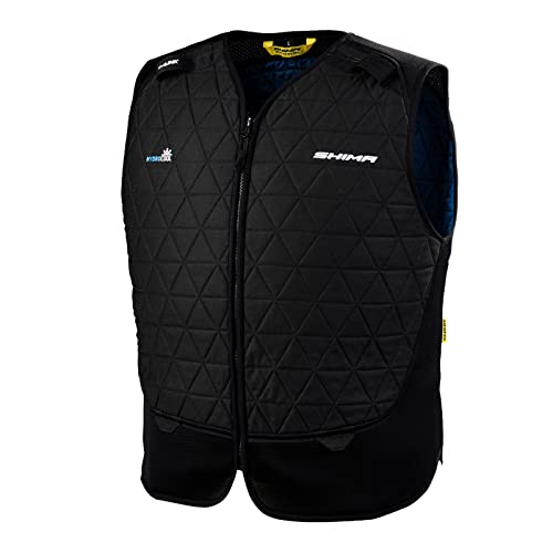 SHIMA HYDROCOOL Vest - Ultraleichte Kühlende Motorradweste aus HyperKwel Polymer. Bis zu 8 Stunden Kühleffekt - Kompatibel Jacken (Schwarz, L)
