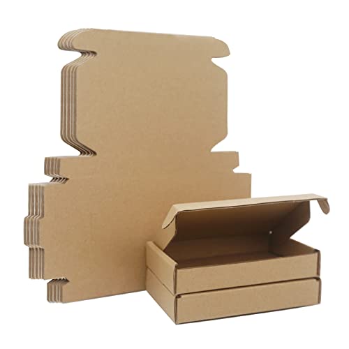 Klein Versandkartons, 125x80x20mm Mini Großbriefkartons für Postversand, Versandtaschen Warensendung, Braune Verpackungskartons für Geschäft, Aufbewahrung oder Geschenkbox, aus Wellpappe(25 Stück)