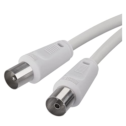 EMOS Antennenkabel, Koaxialkabel, Fernsehkabel 2,5 m, Koax-Kabel für Digitales Fernsehen, TV, Receiver, SAT, doppelt abgeschirmt, gerader Koax-Stecker auf gerade Koax-Buchse