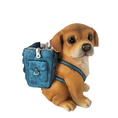 LEEAUTY Cute Puppy Pen Holder, Dog Tray Ornament, Office Desktop Decoration, Student Stationery Supplies, Birthday Gift Size is 【 3.15 x 5.12 x 5.71 】 inches(Brownish yellow)