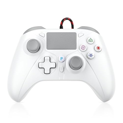 TURPOW Controller für PS-5/PS-4/PC/PC360, Gamepad-Fernbedienung mit Dual-Motor-Vibration/6-Achsen-Sensor/Turbo/3,5-mm-Audiobuchse/Touchpad