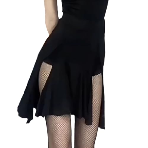 ZYMOZYM Stretch A Line Rock Mit Schlitz Lang Röcke Für Damen Knielang Rock Mit Shorts Schwarz Wickelrock Tanzrock Latin Samba