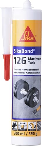 SIKA – Montageklebstoff – SikaBond 126 Maximum Tack Weiß – starke Anfangshaftung – geeignet für Metalle und Baustoffe – lösemittelfrei – 300 ml