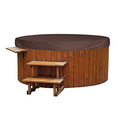 Runde Abdeckung für Whirlpools, Wetterfeste Universalabdeckung für Vier Jahreszeiten, Reinigung Des Whirlpools, Faltbare Schutzabdeckung für Außenwannen und Thermalbäder(190 * 30 cm Kaffee)